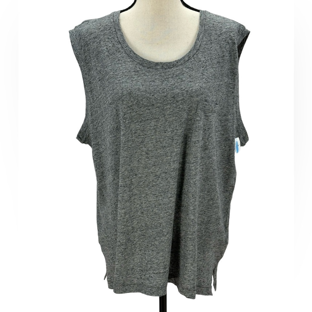 Madewell Sleeveless Front Pocket Tank Tee Shirt - Heathered Grey - size XXL